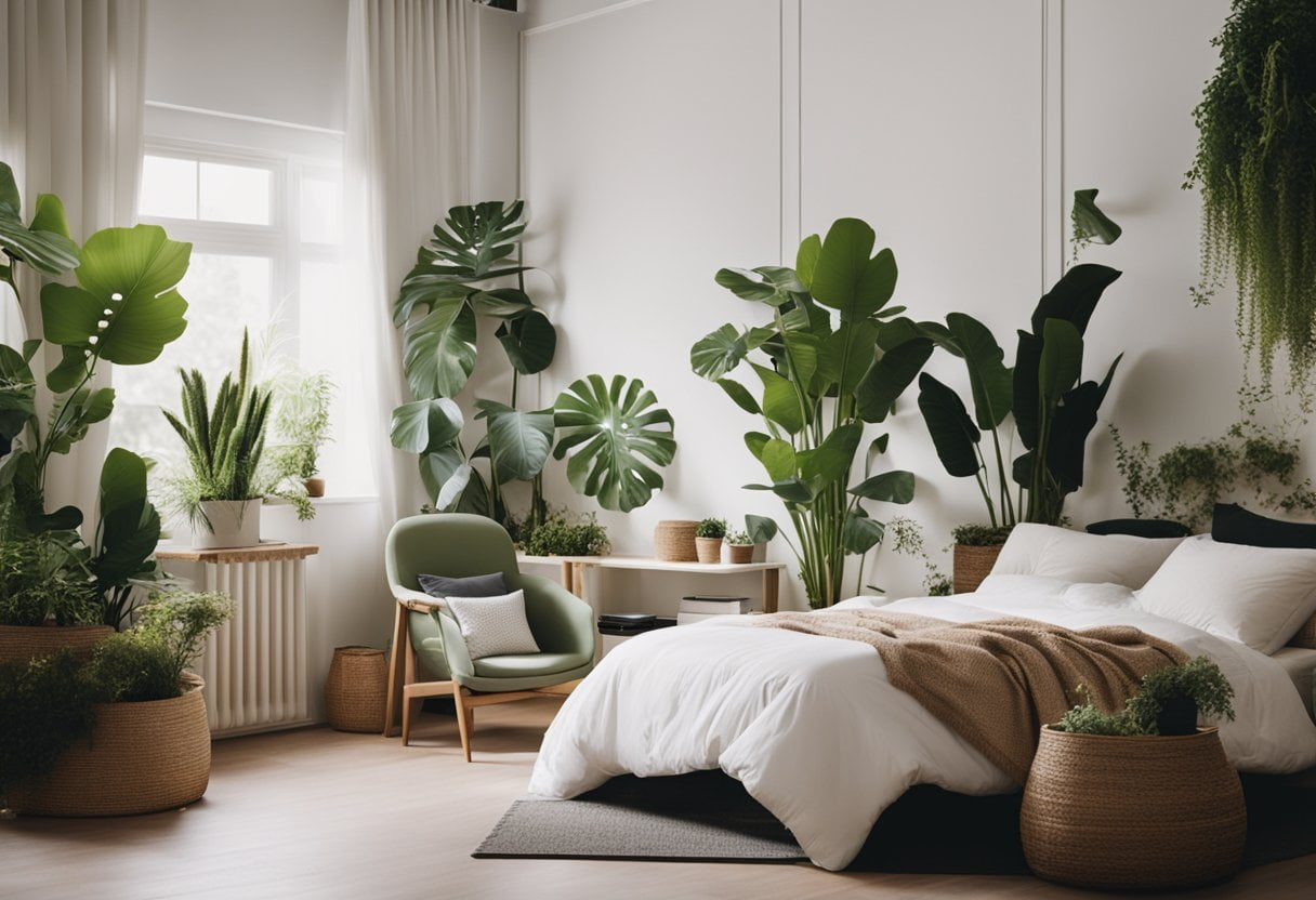 botanische slaapkamer met planten