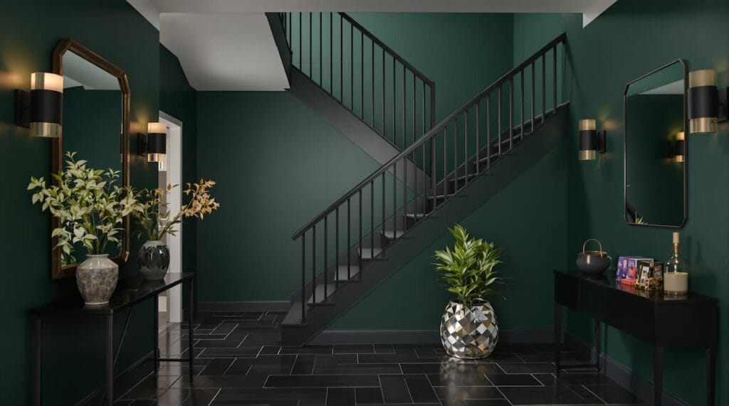 donkergroen met zwarte details interieur hall donker groene muur hal met zwart