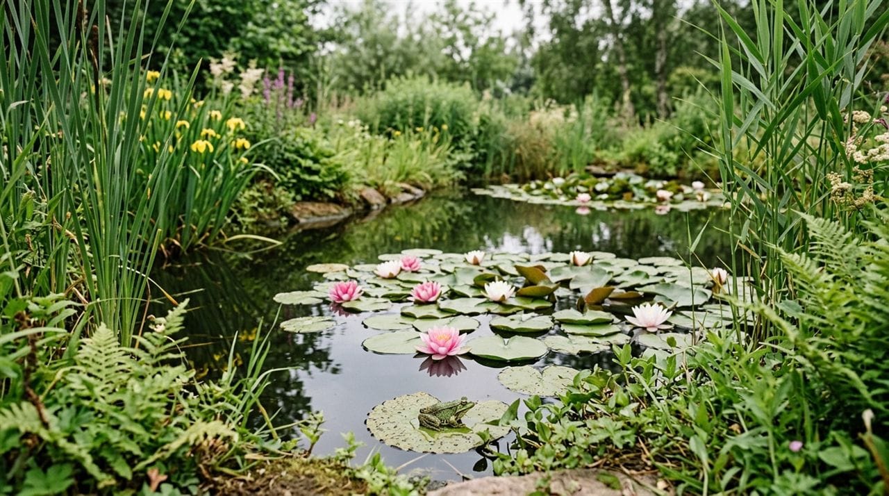 Natuurlijke tuinvijver als leefgebied voor kikkers